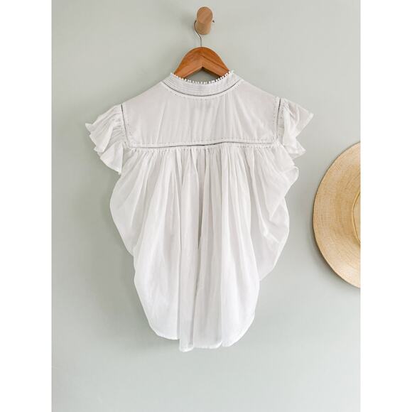 Madewell | NWT Shirred Lace-Trim Top in White | Sz XS - Picture 11 of 13